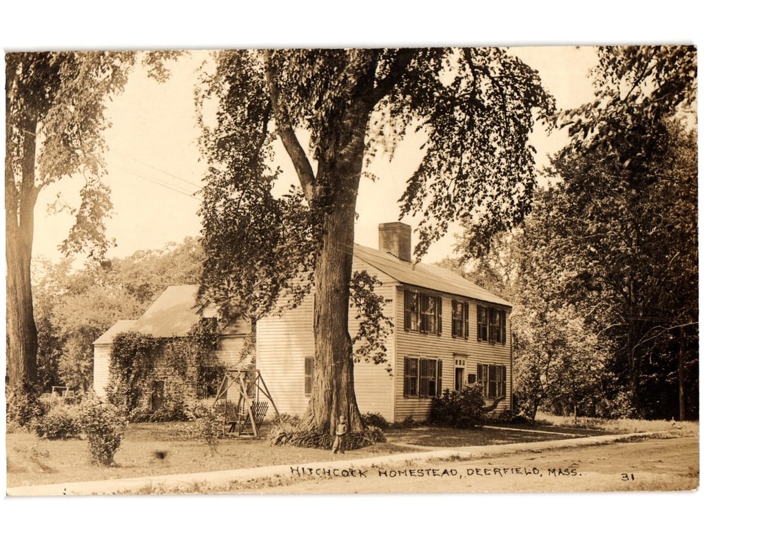 Historic Hitchcock Homestead, Deerfield, Massachusetts, early 20th Century real photo postcard. (1 of 2)