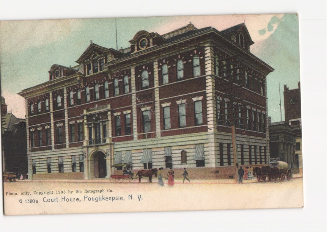 Historic Court House in Poughkeepsie, New York, 1905 Rotograph Co. Photochrome Postcard (1 of 2)
