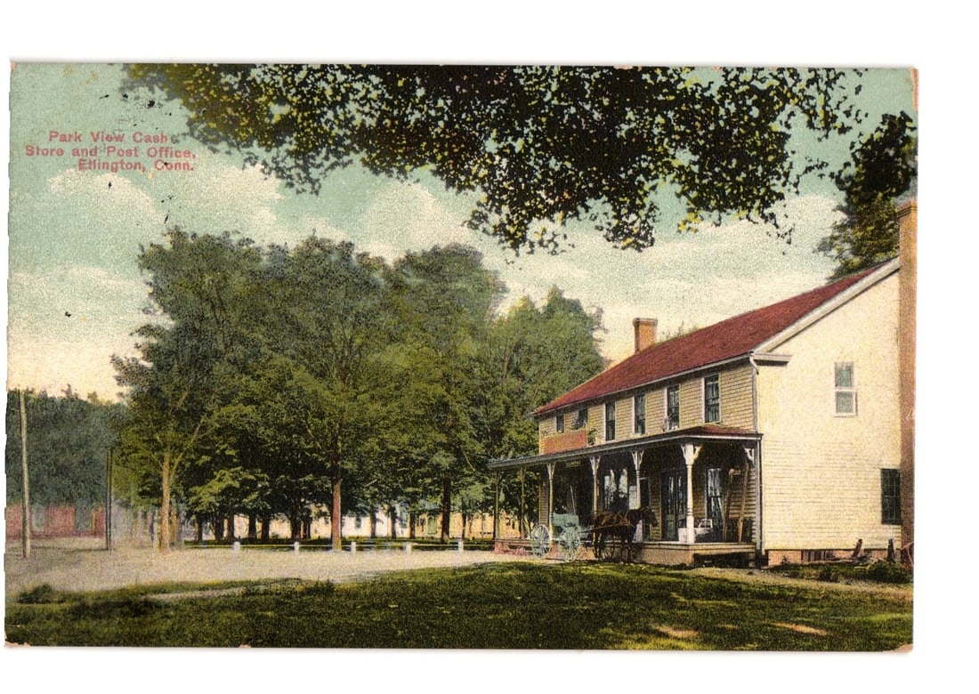 Park View Cash & Store and Post Office in Ellington, Connecticut, early 20th-century postcard (1 of 2)