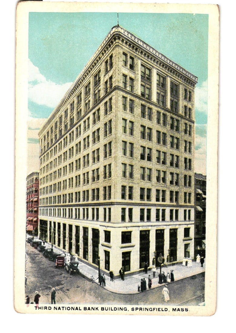 Third National Bank Building, Springfield, Massachusetts, circa 1900-1920s street view postcard (1 of 2)