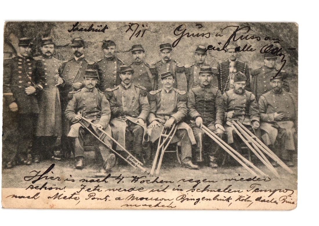 Early 20th Century German Military Band Group Portrait Postcard, Saarbrucken, Circa 1909. (1 of 2)