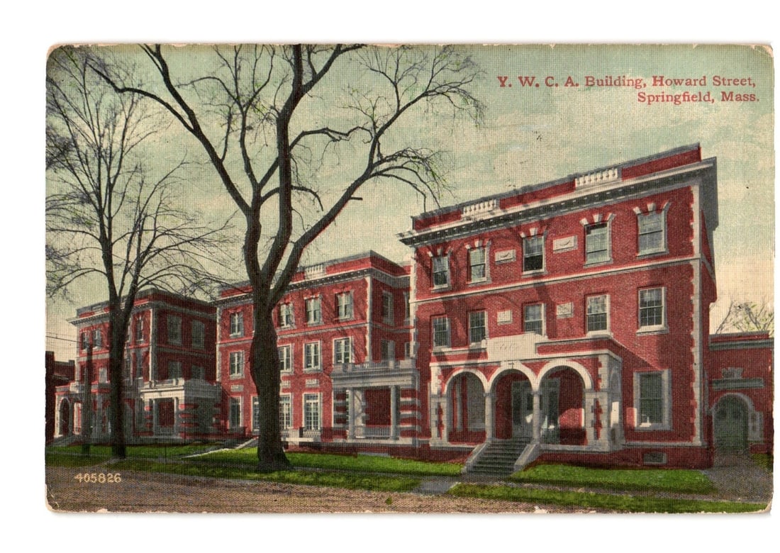 Early 20th Century Y.W.C.A. Building, Howard Street, Springfield, Mass. postcard (1 of 2)