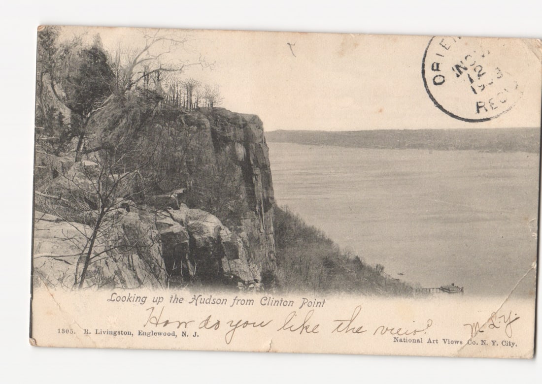 Hudson River from Clinton Point, Englewood, N.J. c.1913 Photographic Postcard (1 of 2)