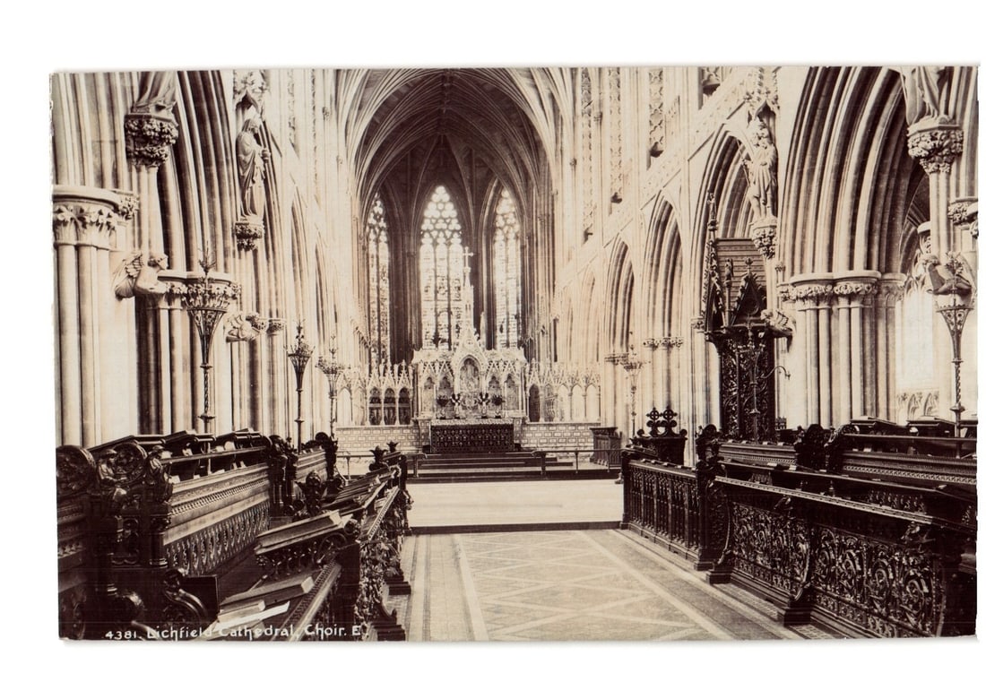 Ornate Lichfield Cathedral Choir Interior, Photochrom Postcard, Early 20th Century Architectural (1 of 2)