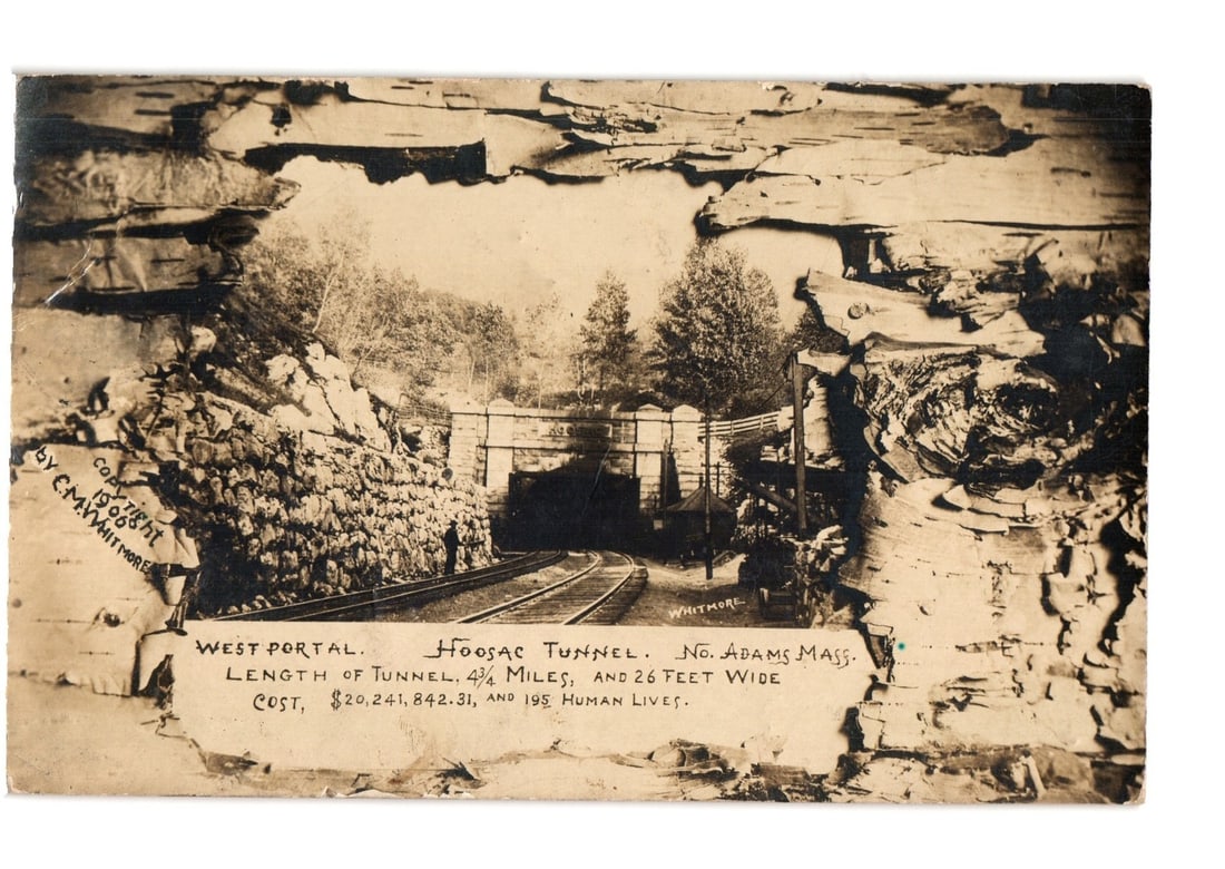 Hoosac Tunnel West Portal in North Adams, Massachusetts, Early 1900s Photograph Postcard. (1 of 2)