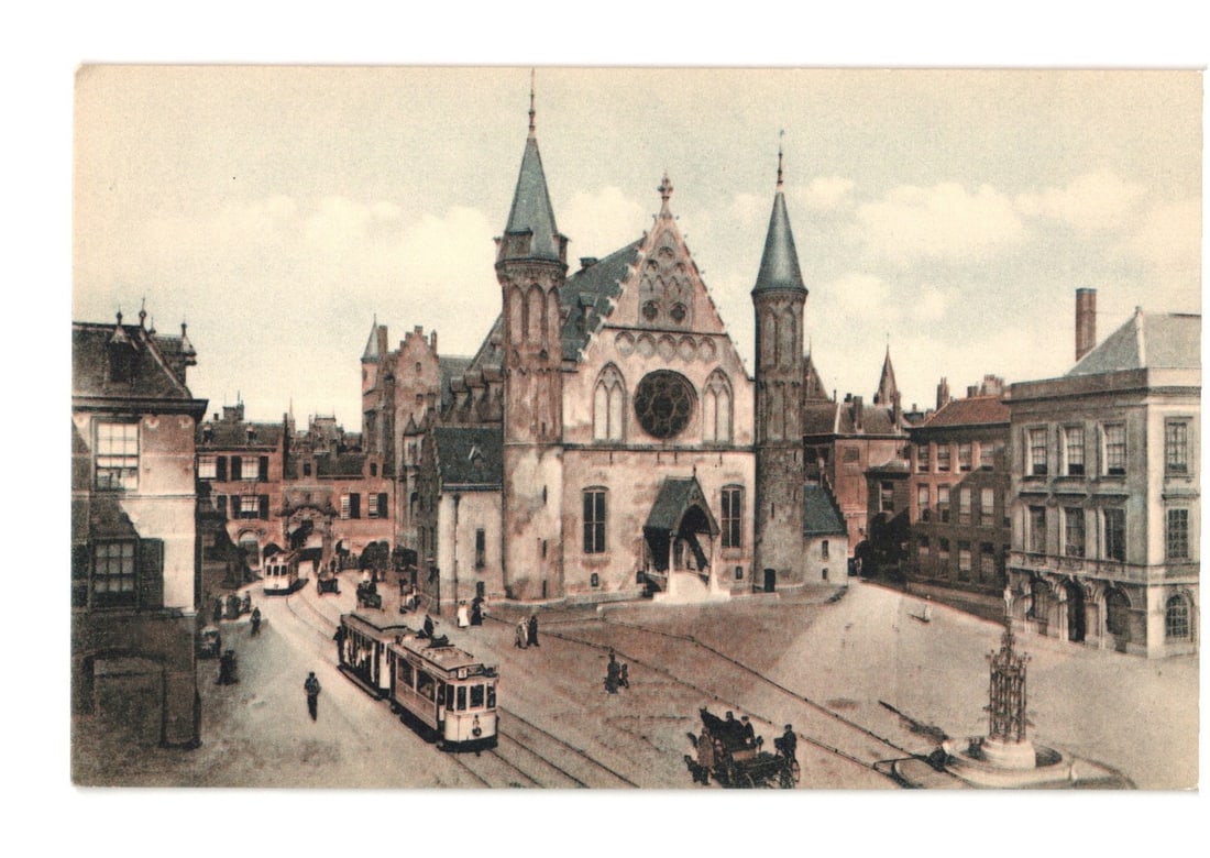 Historic Knights Hall and Square with Tram, The Hague, Netherlands, early 20th-century postcard. (1 of 2)