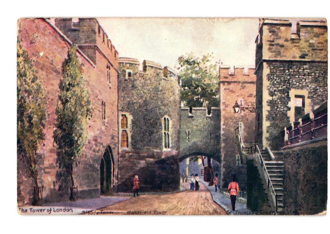 London, England: The Tower of London, Bloody, Wakefield, St. Thomas's Towers postcard (1 of 2)
