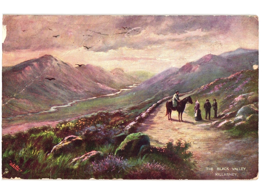 Scenic Chromolithograph Postcard of The Black Valley, Killarney, Ireland, Early 20th Century. (1 of 2)