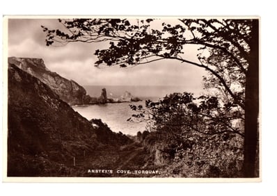 Early 20th Century Photographic Postcard of Anstey's Cove, Torquay, Coastal Landscape.