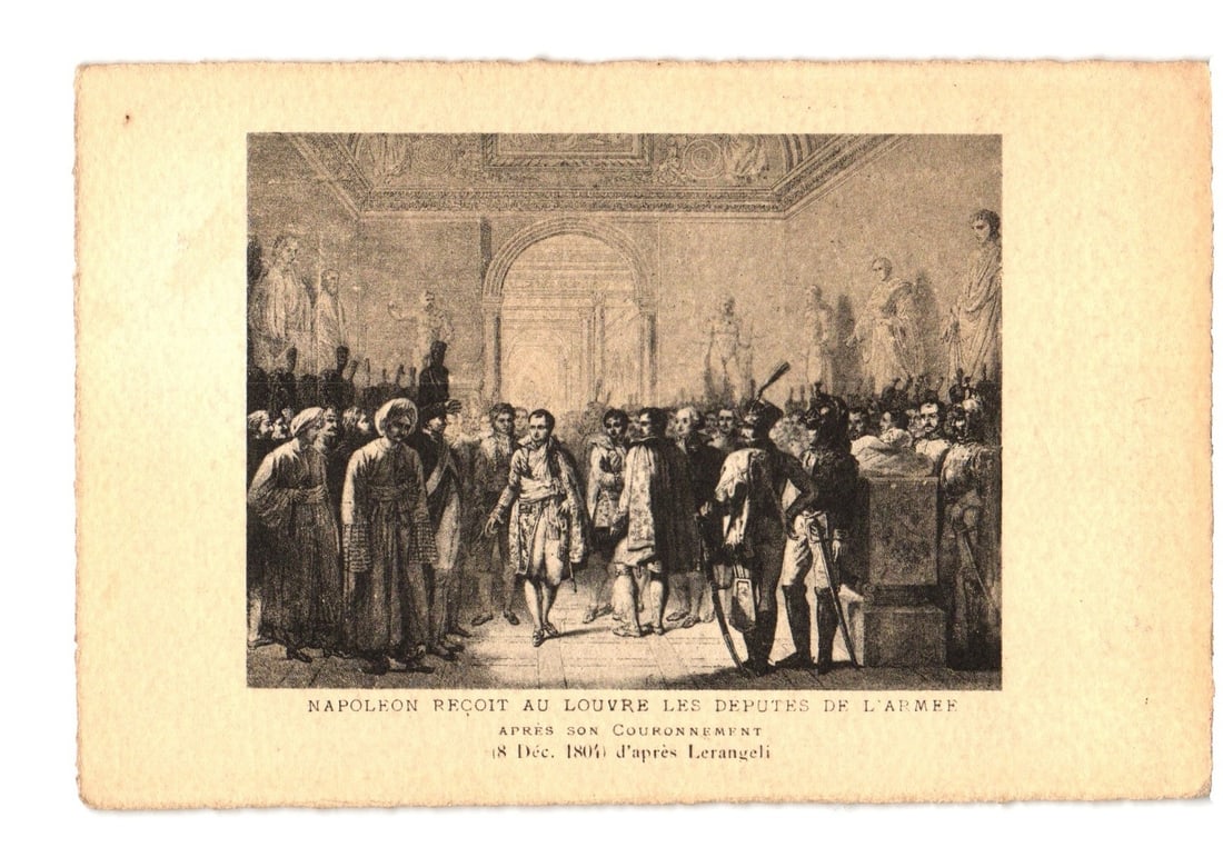 Napoleon Receives Army Deputies in the Louvre After Coronation, 1804 French History postcard (1 of 2)