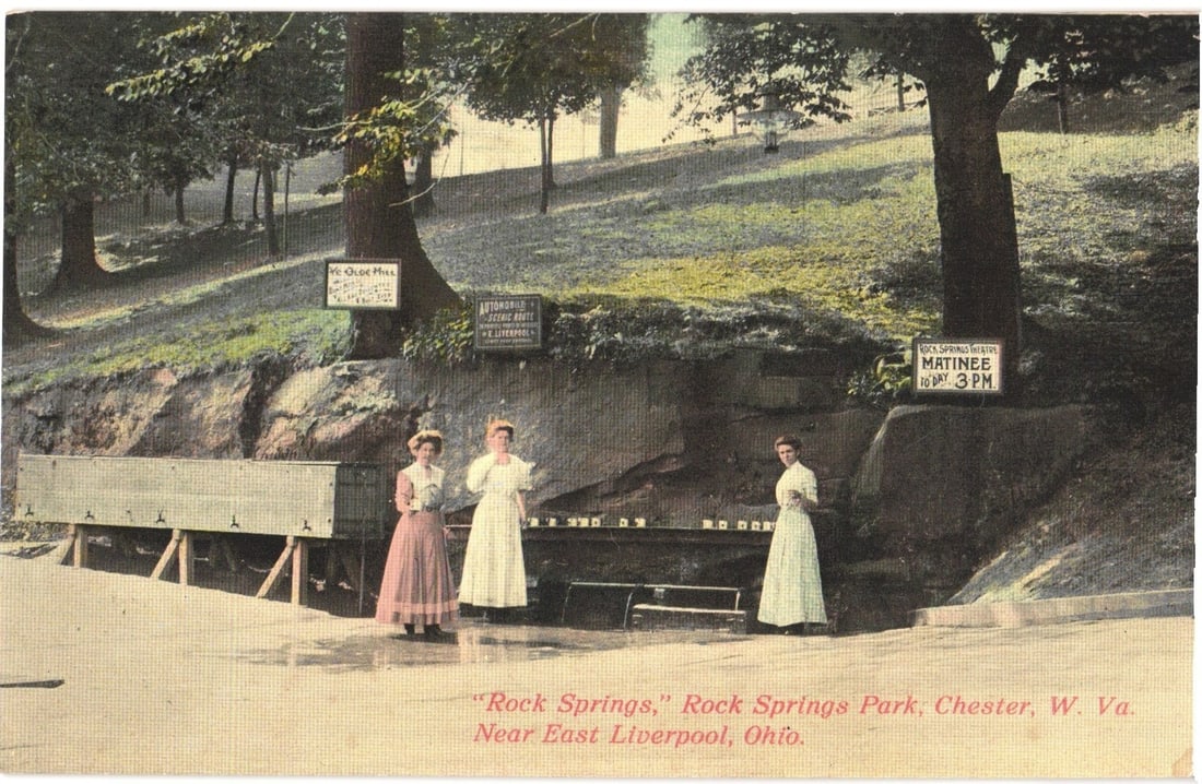 Early 20th Century Postcard: Three Women at Rock Springs Park, Chester, West Virginia (1 of 2)