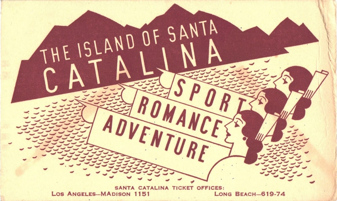 Vintage Santa Catalina Island Promotional Art postcard, Highlighting Sport, Romance, Adventure (1 of 2)