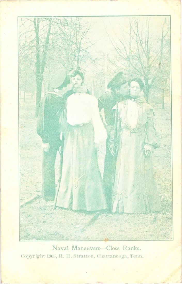 Early 20th Century 'Naval Maneuvers—Close Ranks' Scene, Chattanooga, Tennessee Postcard (1 of 2)