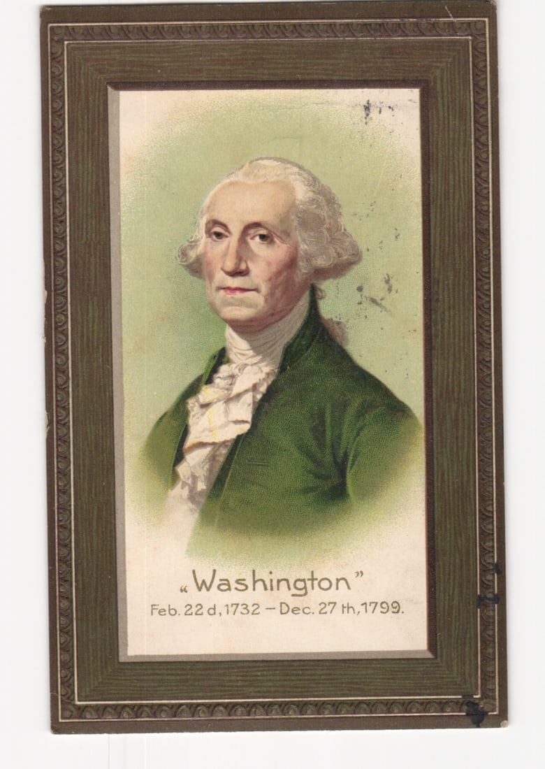 President George Washington (1732-1799) Portrait Postcard with Ornate Border. (1 of 2)