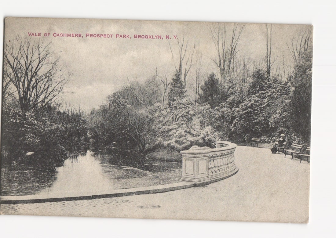 Vale of Cashmere, Prospect Park, Brooklyn, N. Y. Landscape View Postcard, 1914: Please review the photos carefully for additional condition details. Note that scans may appear slightly darker or lighter than the item's true appearance, and minor scanning artifacts may be visible.
