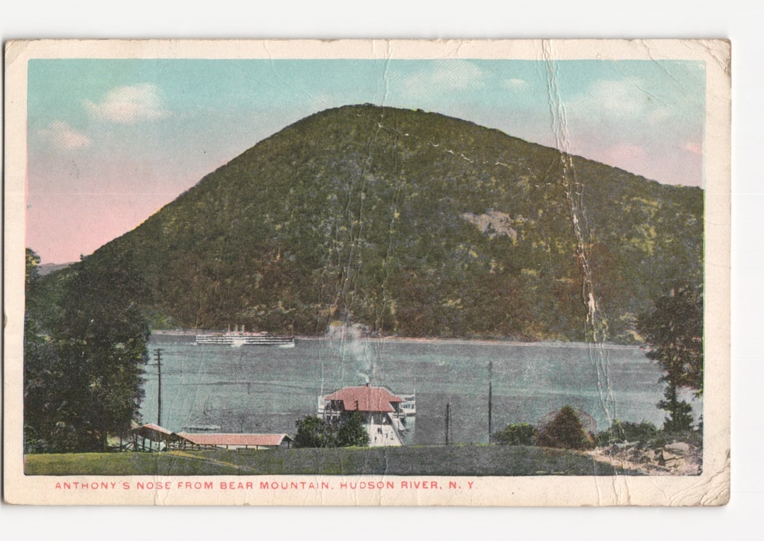 Printed Postcard Anthony's Nose Bear Mountain Hudson River NY Steamboat (1 of 2)