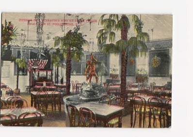Interior View of Schrauth's Sons Ice Cream Parlor, Poughkeepsie, NY, Early 20th Century postcard