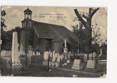 Vintage Postcard of Old Swedes Church and Cemetery, Wilmington, Delaware, circa 1908.