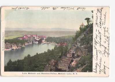 Lake Mohonk and Rondout Valley Panoramic View, Mohonk Lake, New York, 1907 postcard