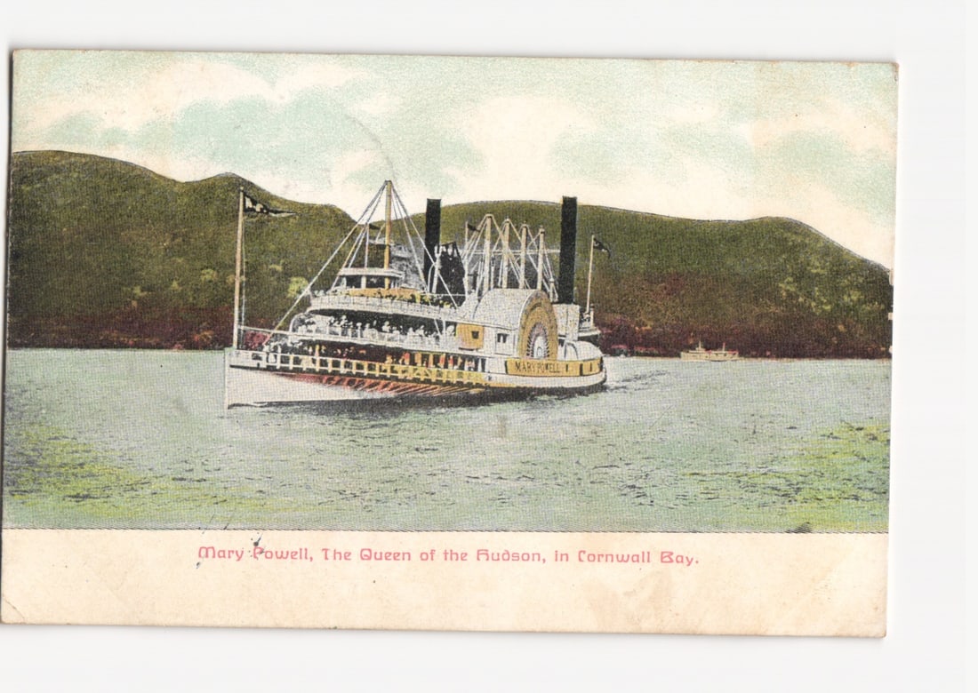 Steamboat Mary Powell, 'Queen of the Hudson,' in Cornwall Bay, New York, 1907 era postcard (1 of 2)