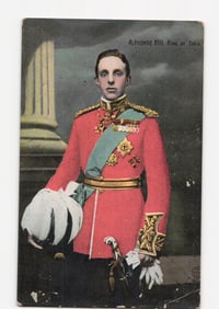 Alphonso XIII, King of Spain, in Full Military Dress Uniform, Early 20th Century Colorized Postcard
