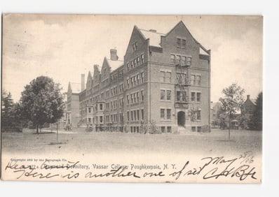 View of Raymond Dormitory, Vassar College, Poughkeepsie, N. Y., 1906 Photomechanical Postcard