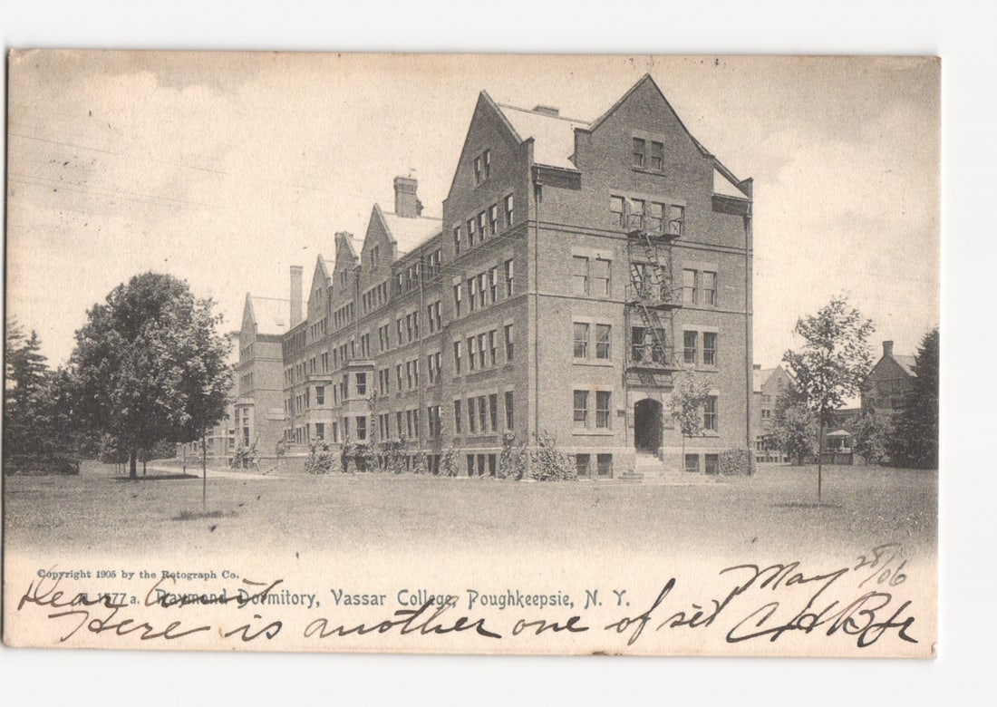 View of Raymond Dormitory, Vassar College, Poughkeepsie, N. Y., 1906 Photomechanical Postcard (1 of 2)