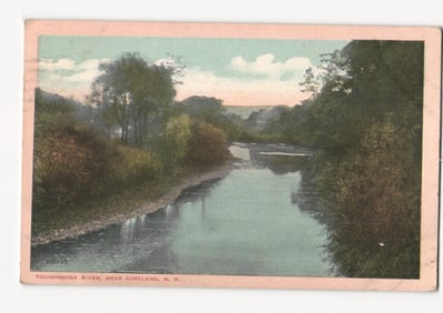 Scenic Tioughnioga River Near Cortland, N.Y., Winding Waters, Early 20th Century Postcard