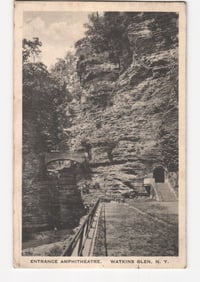 Vintage photographic postcard of Entrance Amphitheatre at Watkins Glen, New York, c. 1920s