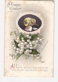 Early 20th Century Easter Greeting Postcard with Chick, Lily of the Valley, and Verse