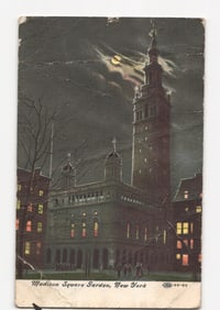 Madison Square Garden, New York City, with Illuminated Tower at Night, early 1900s postcard