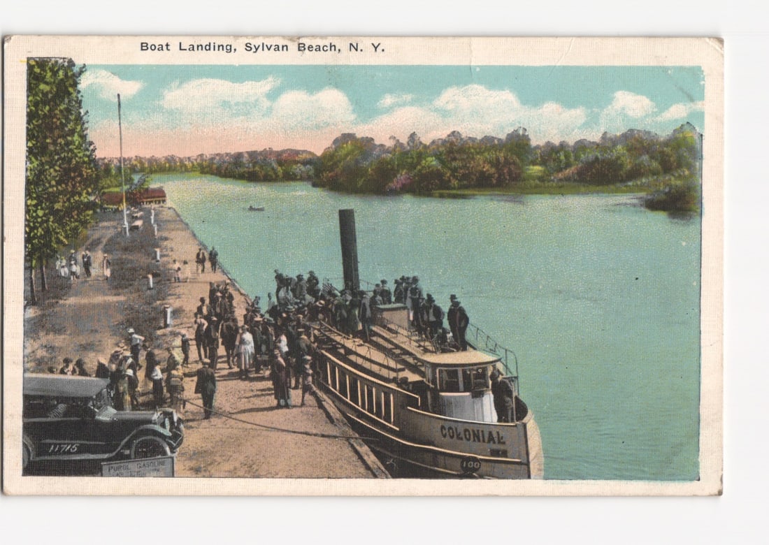 Early 20th Century postcard of the steamboat Colonial at Sylvan Beach, New York boat landing. (1 of 2)
