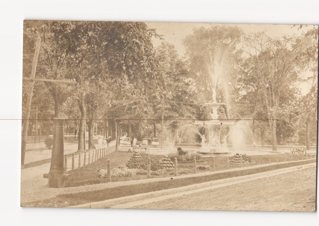 RPPC 1914 Red Hook NY Park Scene Fountain Cannon Trees People Sepia Tone: Please review the photos carefully for additional condition details. Note that scans may appear slightly darker or lighter than the item's true appearance, and minor scanning artifacts may be visible.