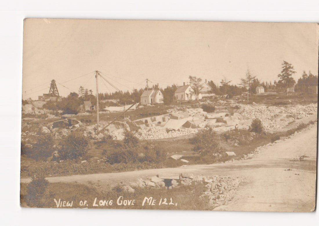 Industrial Landscape, Stone Quarry with Derrick and Buildings, Long Cove, Maine, 1911 Postcard: Please review the photos carefully for additional condition details. Note that scans may appear slightly darker or lighter than the item's true appearance, and minor scanning artifacts may be visible.