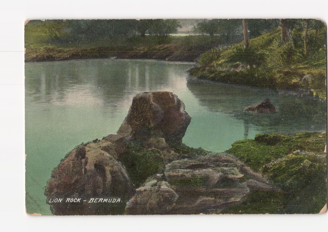 Early 20th Century Postcard: Lion Rock Landscape in Bermuda, Colorized Photograph (1 of 2)