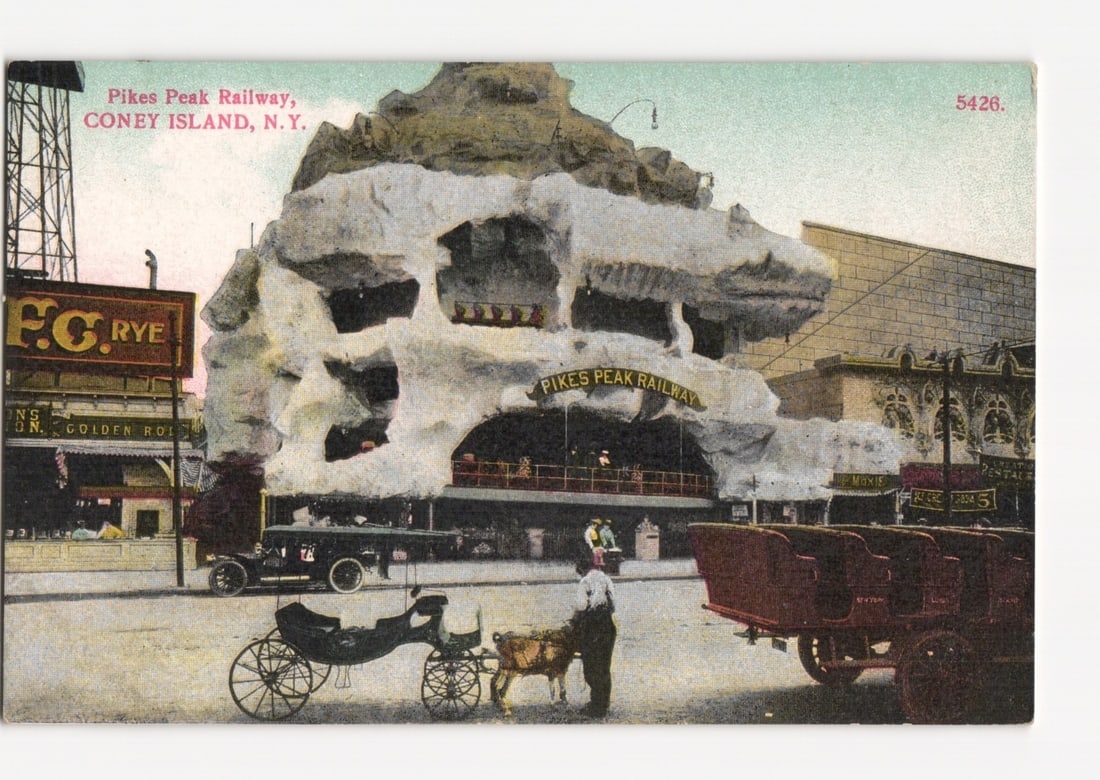 Pikes Peak Railway Attraction in Coney Island, N.Y., early 20th century postcard. (1 of 2)