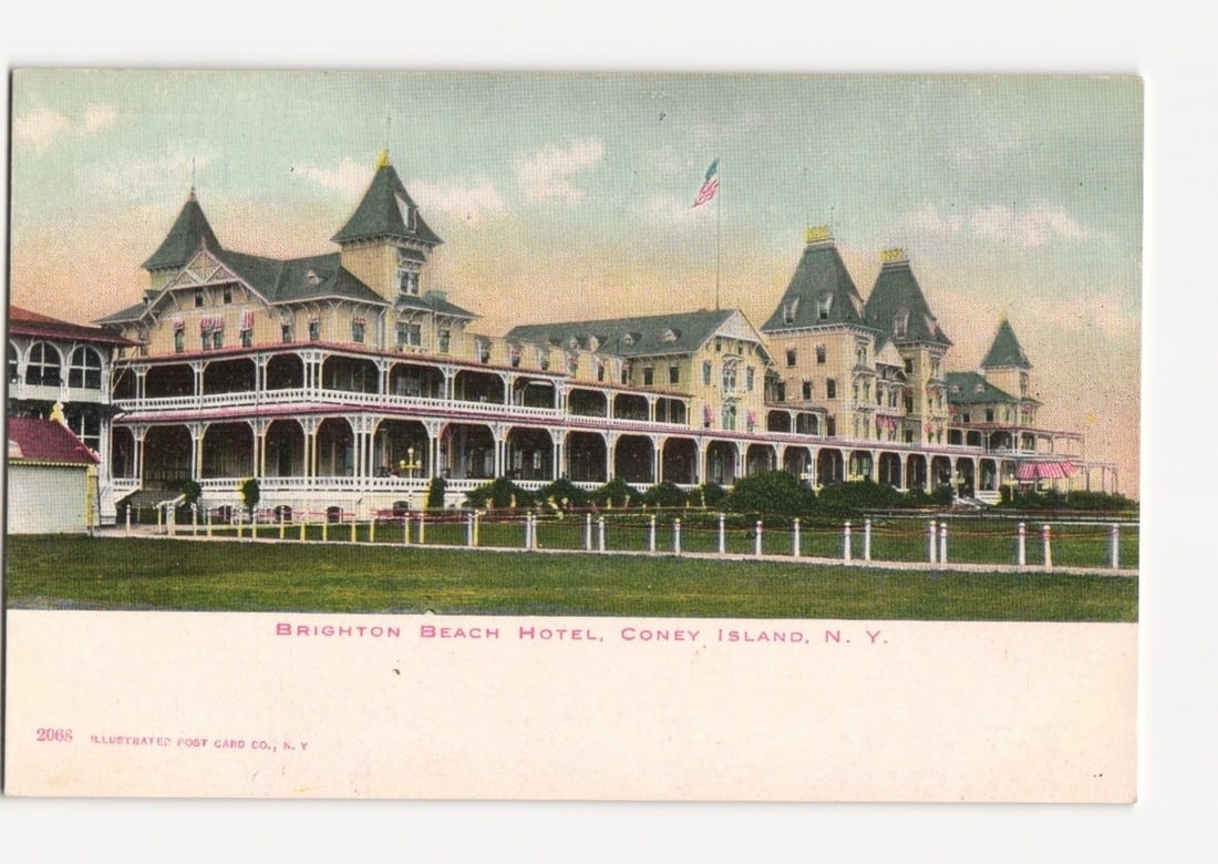 Brighton Beach Hotel, Coney Island, N.Y., Grand Resort Architecture Postcard, Early 20th Century (1 of 2)