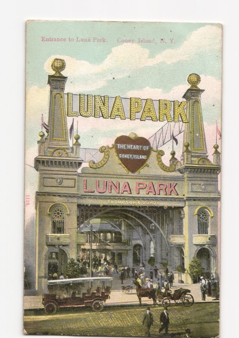 Pre-1910 Luna Park Main Entrance, Coney Island, New York, NY Lithograph Postcard (1 of 2)
