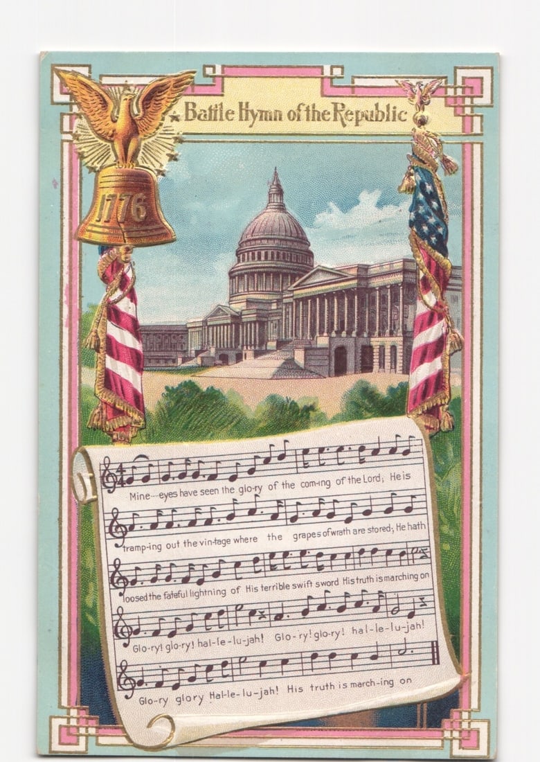 US Capitol with Bell, Eagle, and Sheet Music, "Battle Hymn of the Republic" Chromolithograph (1 of 2)