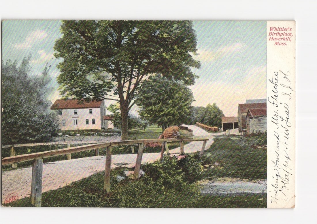 Whittier's Birthplace, rural scene with house, Haverhill, Massachusetts, early 20th century (1 of 2)