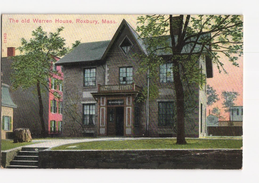 Early 20th Century Lithograph Postcard of The Old Warren House, Roxbury, Massachusetts, 1903 (1 of 2)