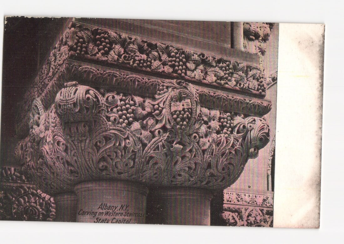 Detail of Architectural Carving, Western Staircase, New York State Capitol, Albany postcard (1 of 2)