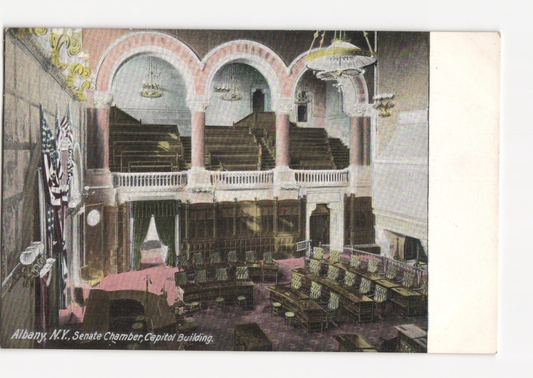 Early 20th Century Albany, NY Senate Chamber, Capitol Building Interior View Postcard. (1 of 2)