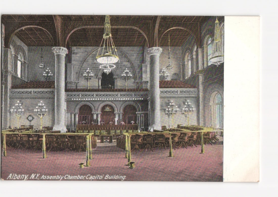 Early 20th Century Albany, N.Y. Capitol Building Assembly Chamber Interior View Postcard (1 of 2)