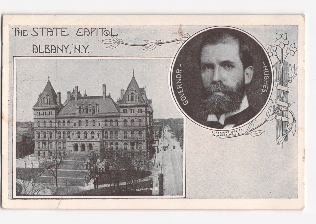 Early 20th Century Postcard of The State Capitol in Albany, N.Y., and Governor Hughes Portrait (1 of 2)