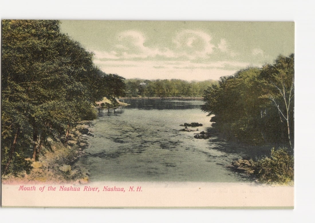 Mouth of the Nashua River, Nashua, N.H., a scenic early 20th century river view postcard (1 of 2)