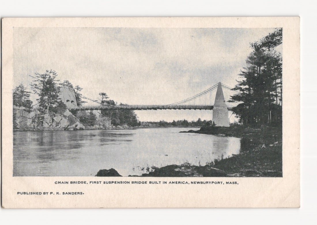 Chain Bridge, First Suspension Bridge in America, Newburyport, Massachusetts, early 20th century (1 of 2)
