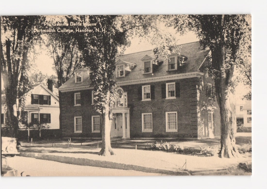 Phi Gamma Delta House at Dartmouth College, Hanover, N.H. Vintage University Photographic postcard (1 of 2)