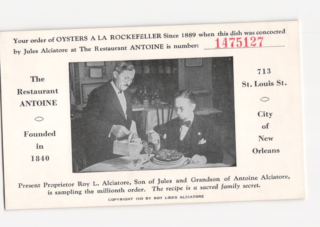 Historic Restaurant Antoine in New Orleans, Oysters a la Rockefeller Tasting, 1938 Printed Photo (1 of 2)