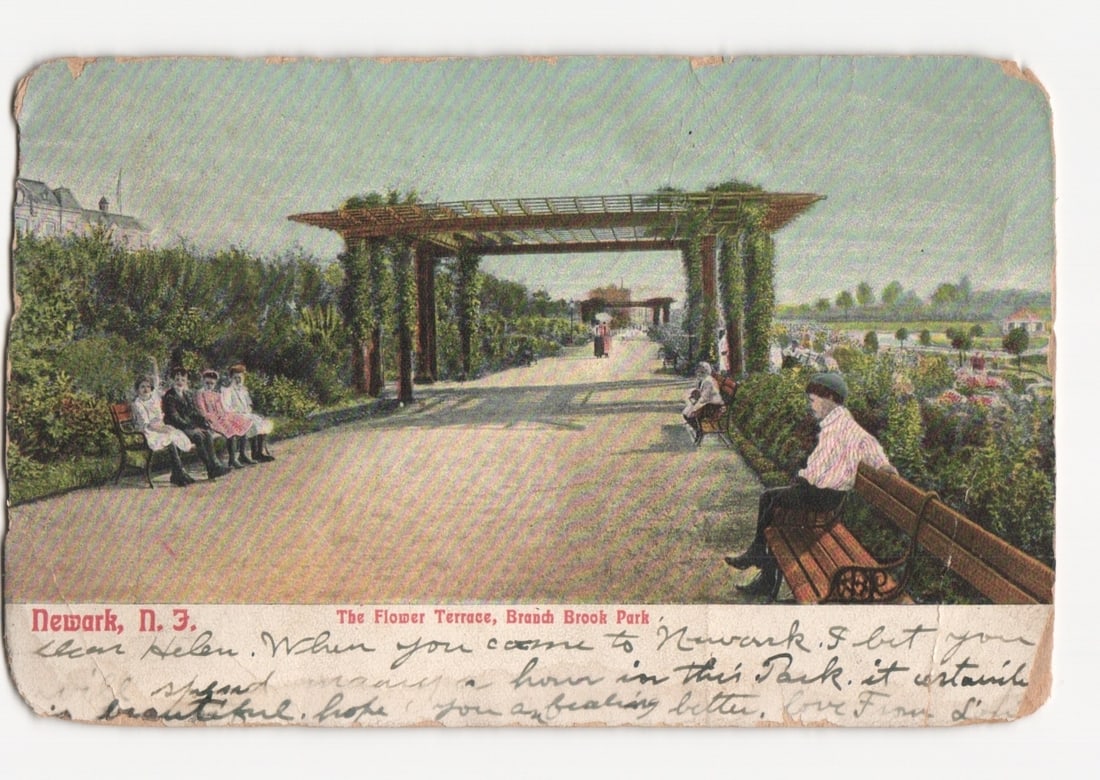 Early 20th-century postcard of Flower Terrace, Branch Brook Park, Newark, N.J. (1 of 2)